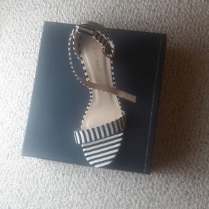 Bamboo Striped ankle Heel sandals. NWOT